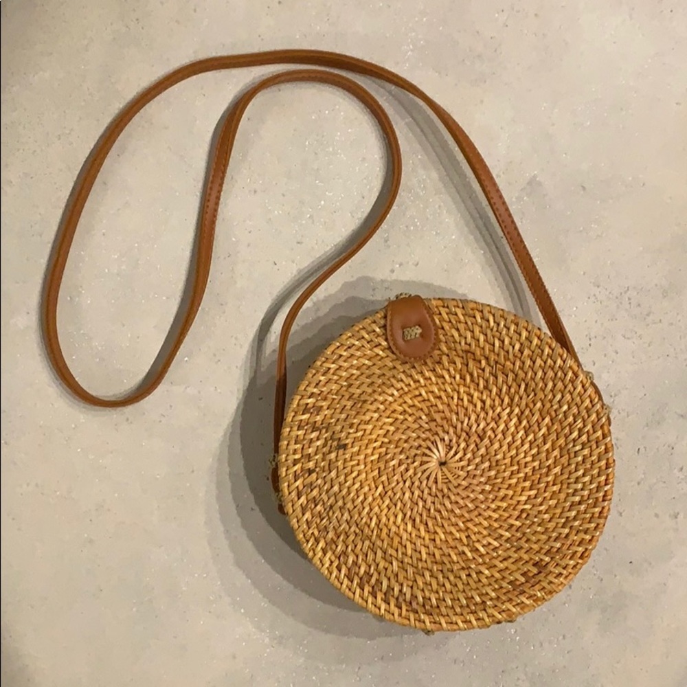 Bali Tan Woven Crossbody Bag